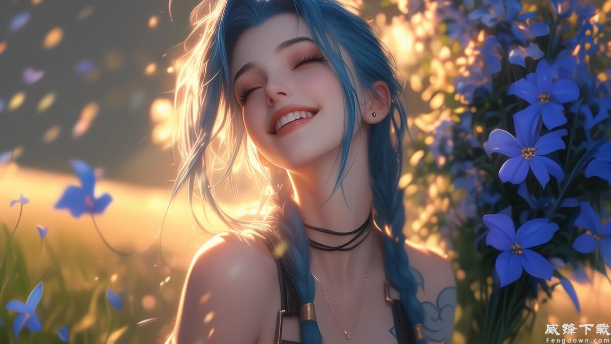 金克丝 微笑 可爱 甜美 闭眼 午后 4k壁纸