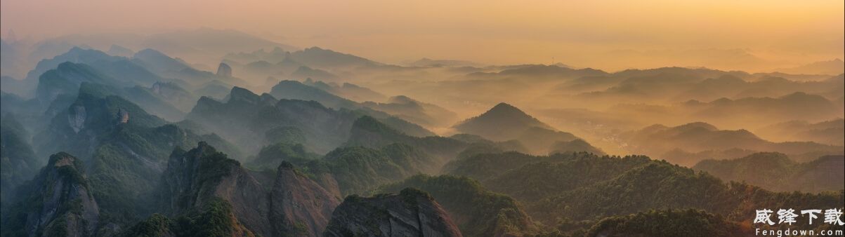 连绵山脉 湖南 日出风景壁纸