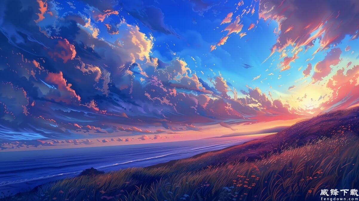 晴空落日风景4k壁纸