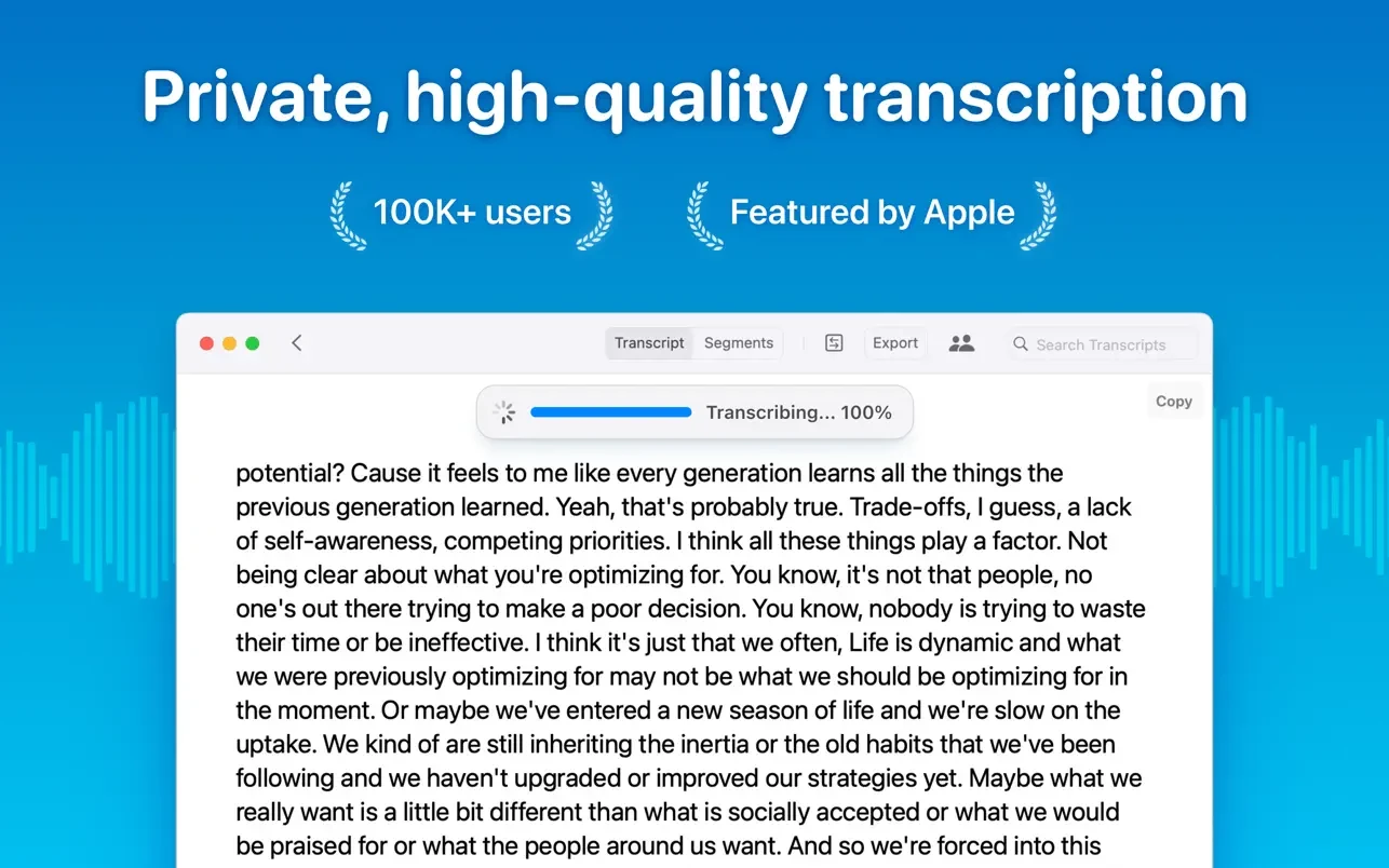 Whisper Transcription 音频转文字软件