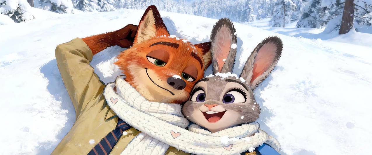 朱迪狐尼克雪地 围巾带鱼屏壁纸